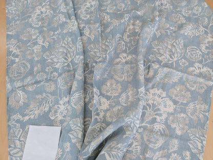 1.2 x 53"W Scalamandre Calais Linen Print in Sky Blue Mediterrinan Pomegranite Block Print Heavy Linen MSRP USD300+/y 31-Ev49