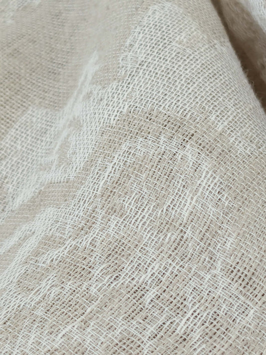 2.4y x 54"w Scalamandre Alhambra Bella Chantilly Beige Sheer Damask MSRP USD 298/y 32-Ev49