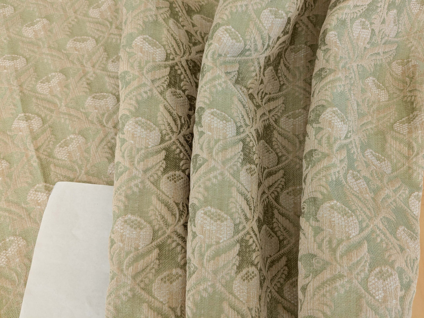 1.2y x 55"w Scalamandre Boutonniere Leaf Green Renaissance Small Scale Berry Pomegranate Jacquard Cotton Linen MSRP USD 402/y 33-Ev49