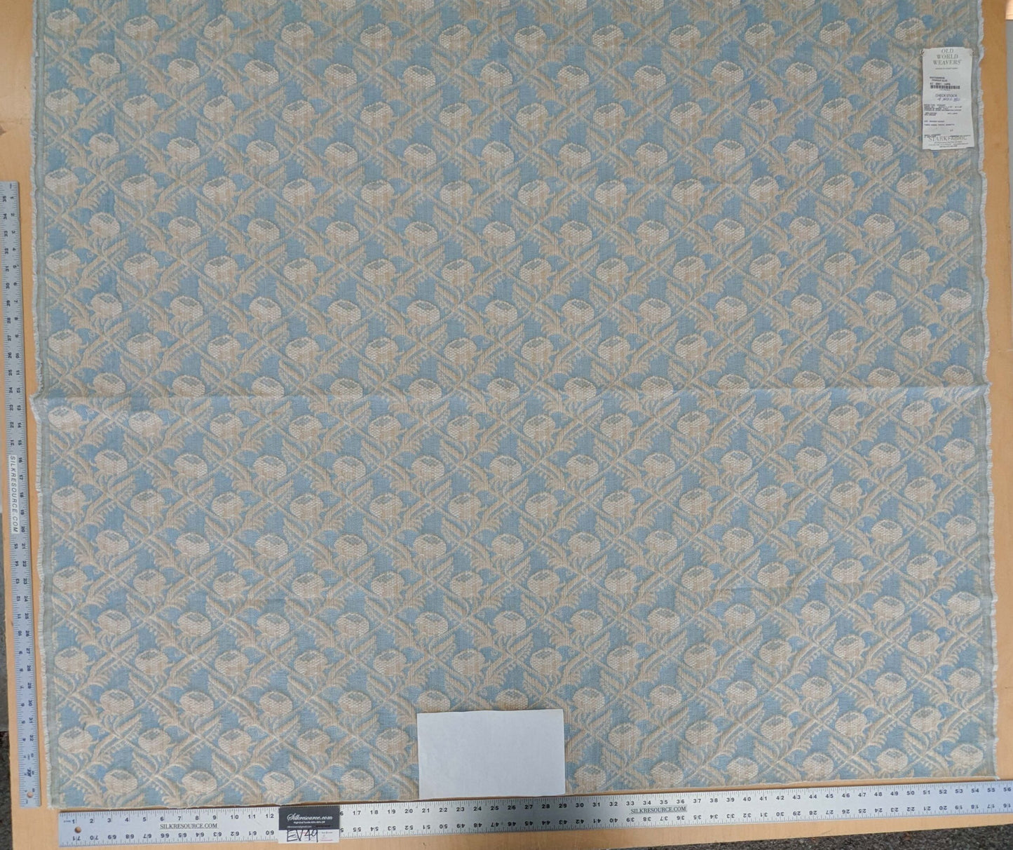 1.2y x 55"w Scalamandre Boutonniere Powder Blue Renaissance Small Scale Berry Pomegranate Jacquard Cotton Linen MSRP USD 402/y 34-Ev49
