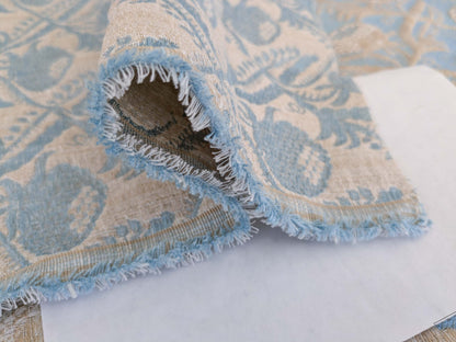 1.2y x 55"w Scalamandre Boutonniere Powder Blue Renaissance Small Scale Berry Pomegranate Jacquard Cotton Linen MSRP USD 402/y 34-Ev49