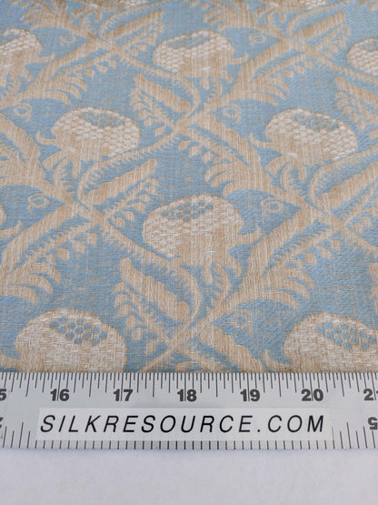 1.2y x 55"w Scalamandre Boutonniere Powder Blue Renaissance Small Scale Berry Pomegranate Jacquard Cotton Linen MSRP USD 402/y 34-Ev49