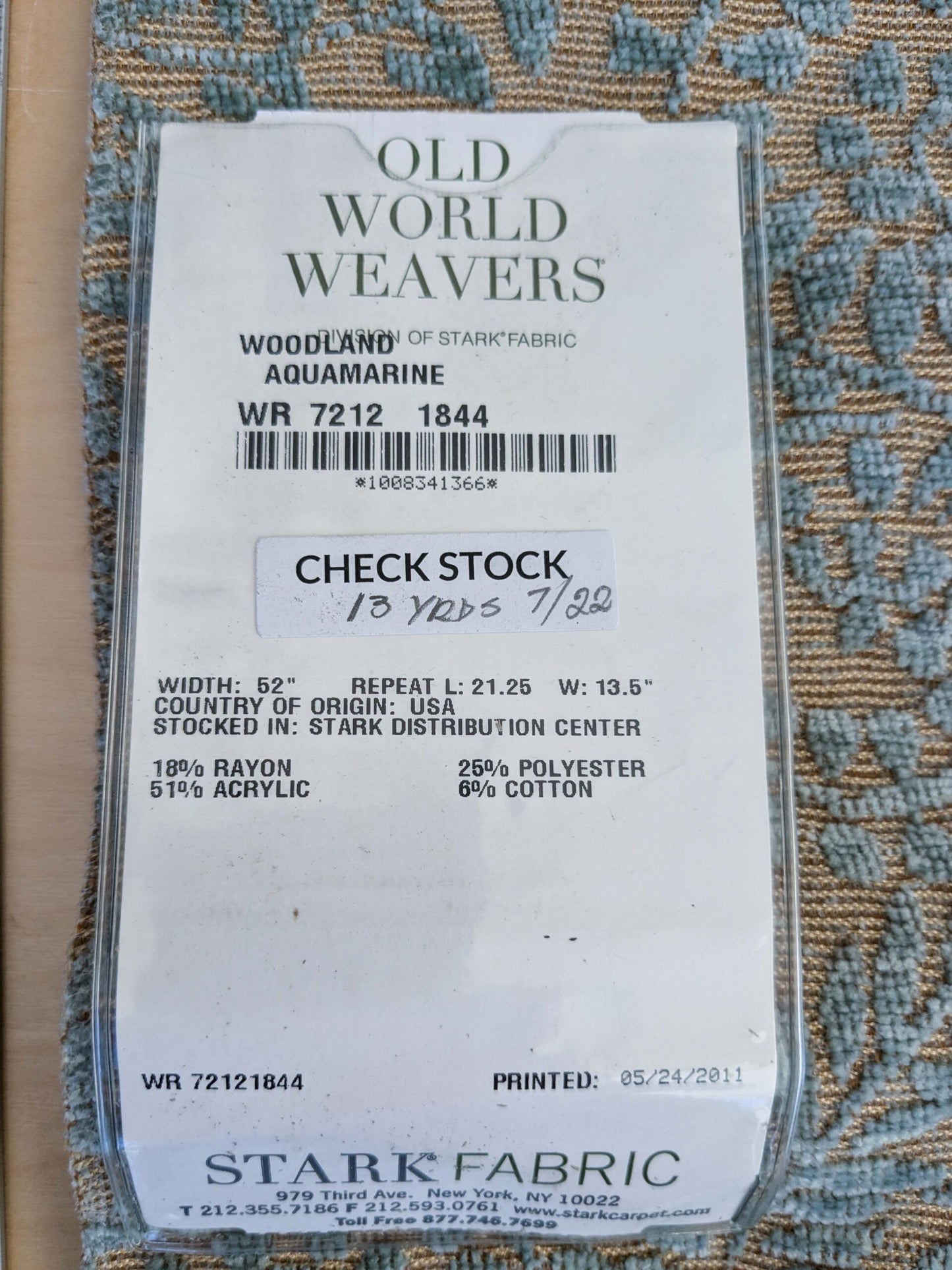 1 EV50 27" x 26" Scalamandre Square Old World Weavers Woodland Aquamarine Forest Green Brown Leaf Vine Jacquard MSRP USD 144/Y