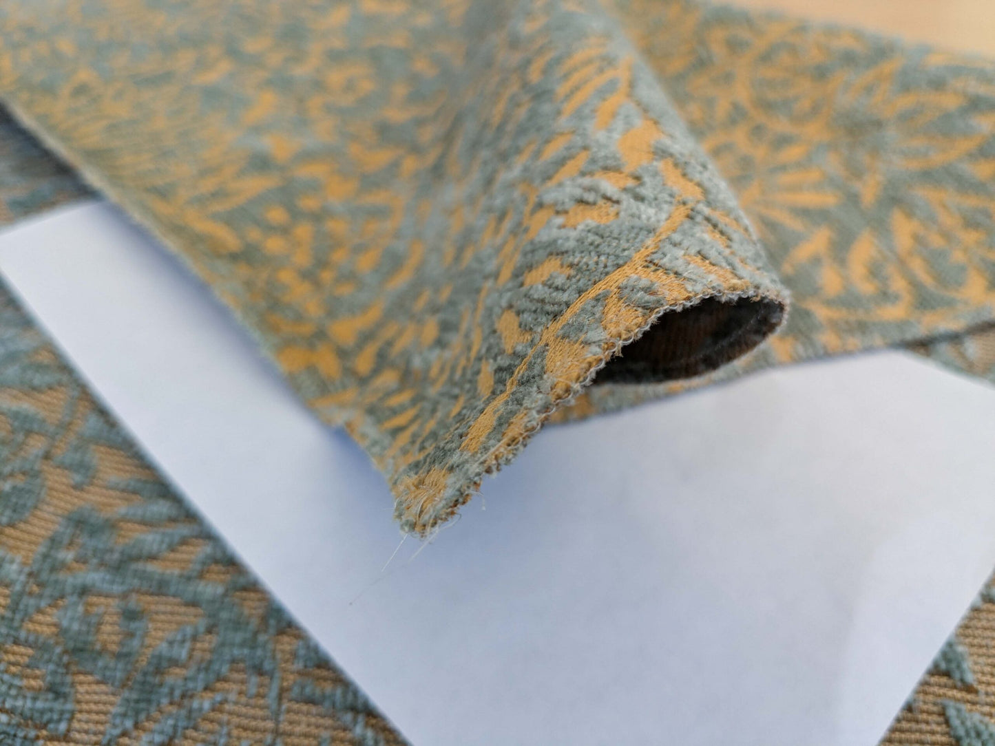 1 EV50 27" x 26" Scalamandre Square Old World Weavers Woodland Aquamarine Forest Green Brown Leaf Vine Jacquard MSRP USD 144/Y