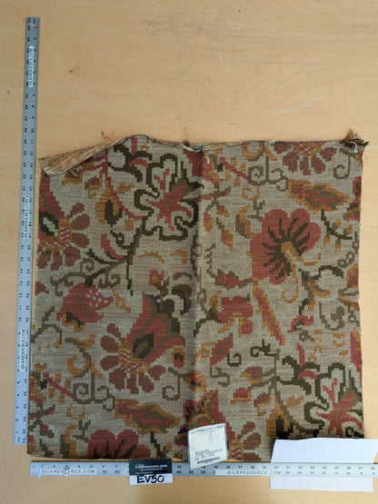 3 EV50 25" x 27" Scalamandre Moldavia Stone Terracotta Gray Red Green Linen Cotton Tapestry MSRP USD 684/yard