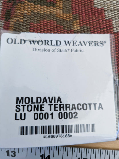 3 EV50 25" x 27" Scalamandre Moldavia Stone Terracotta Gray Red Green Linen Cotton Tapestry MSRP USD 684/yard