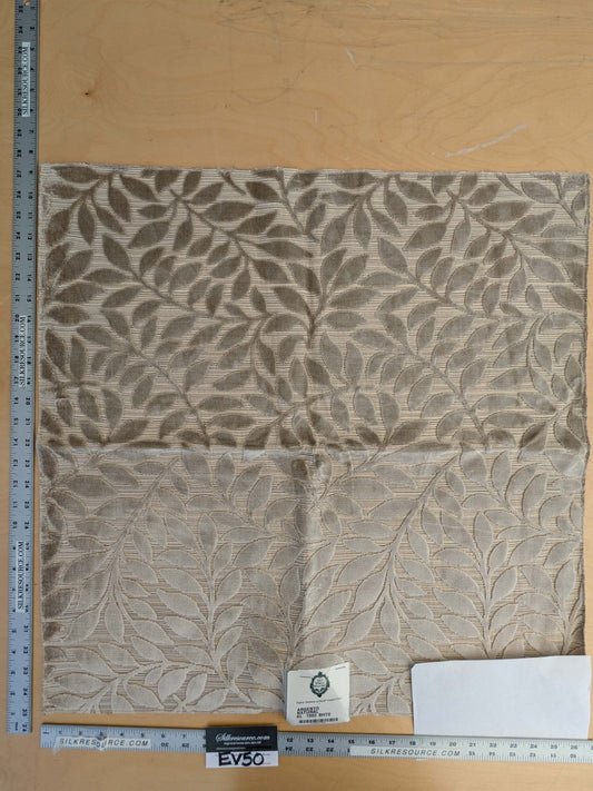 4 EV50 25" x 26" Scalamandre Square Argento Natural Cream Cut-Velvet Leaves MSRP USD 380/y