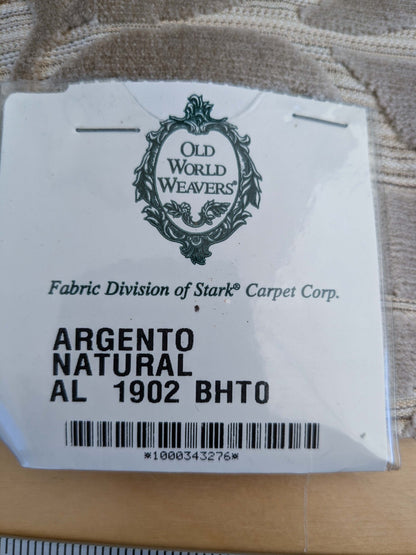 4 EV50 25" x 26" Scalamandre Square Argento Natural Cream Cut-Velvet Leaves MSRP USD 380/y