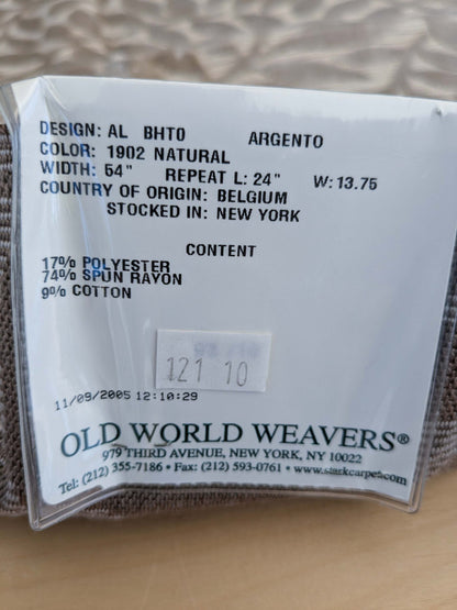 4 EV50 25" x 26" Scalamandre Square Argento Natural Cream Cut-Velvet Leaves MSRP USD 380/y