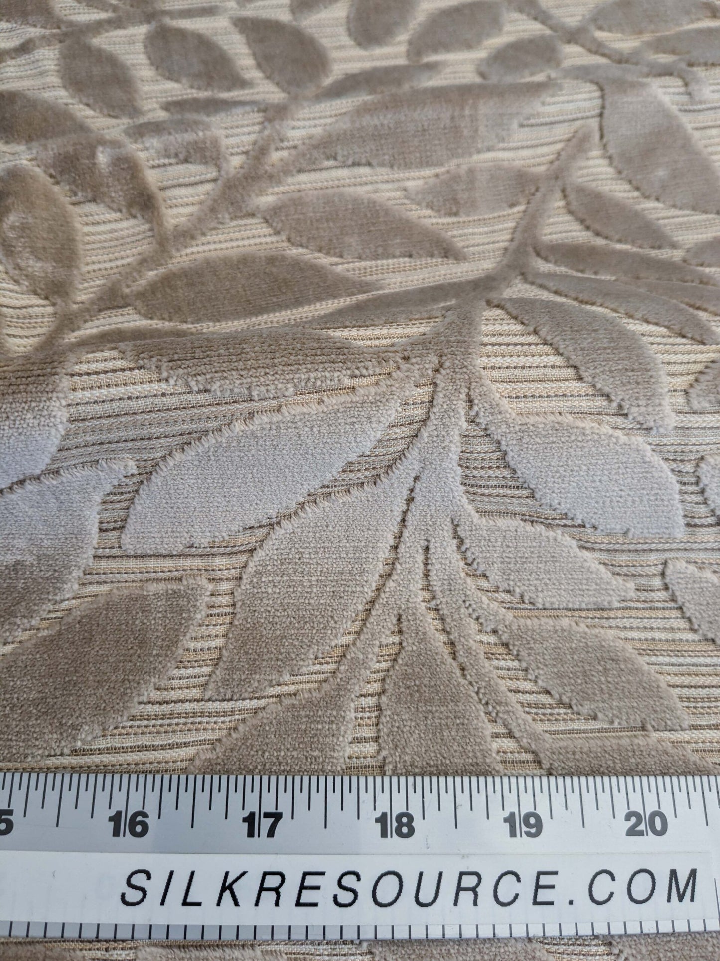 4 EV50 25" x 26" Scalamandre Square Argento Natural Cream Cut-Velvet Leaves MSRP USD 380/y