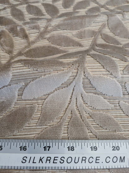 4 EV50 25" x 26" Scalamandre Square Argento Natural Cream Cut-Velvet Leaves MSRP USD 380/y