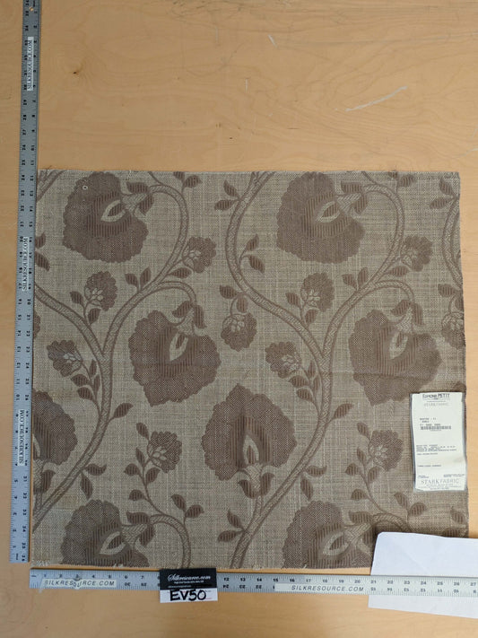 5 EV50 25" x 26" Scalamandre Square  Edmond Petit Bastide Basalte Tan Brown Floral Polyester