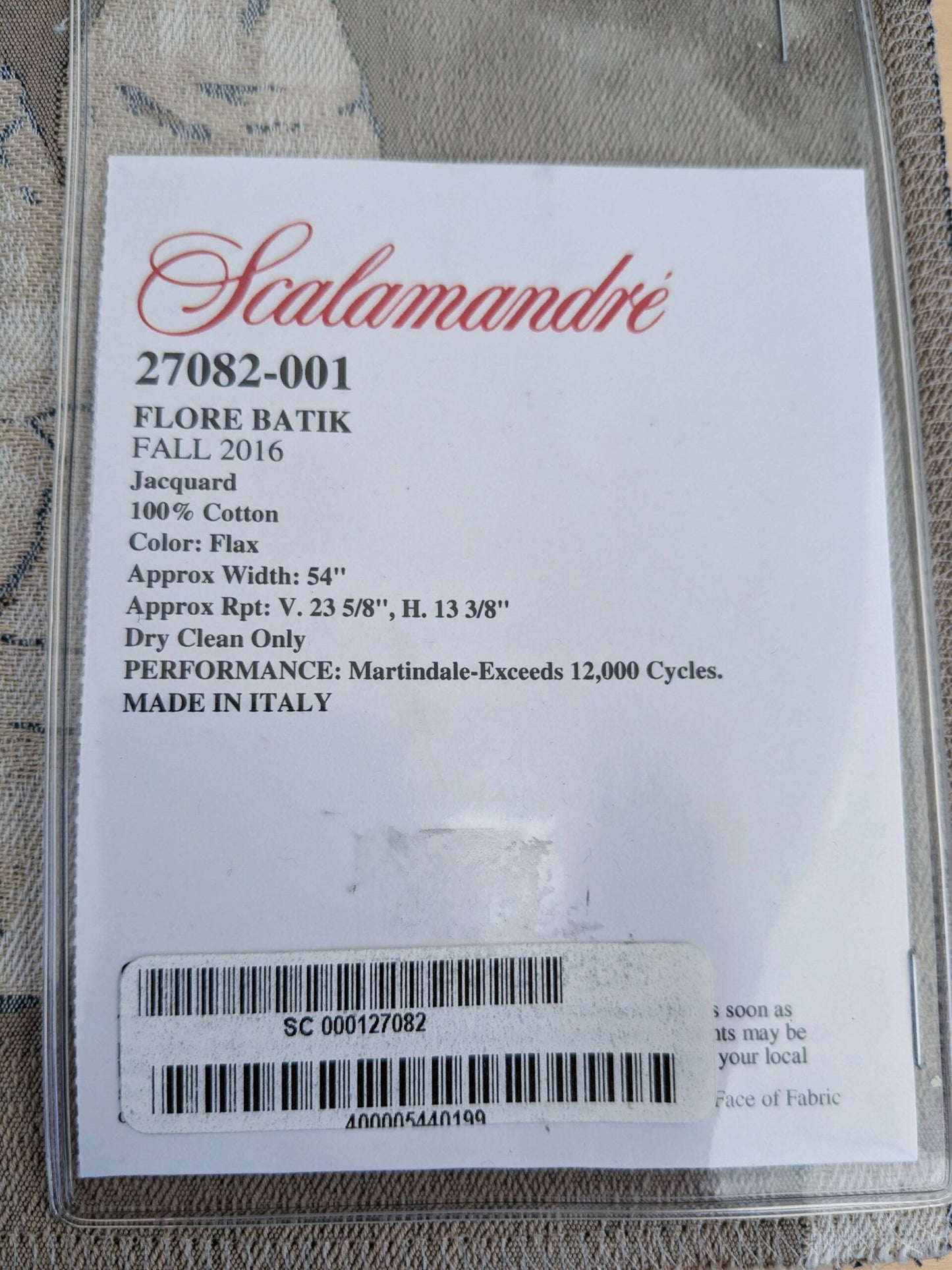 6 EV50 25" x 26" Scalamandre Square Flore Batik Poly Flax Brown Cream Floral White Magnolia Cotton Damask MSRP 472/y