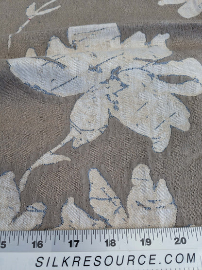 6 EV50 25" x 26" Scalamandre Square Flore Batik Poly Flax Brown Cream Floral White Magnolia Cotton Damask MSRP 472/y