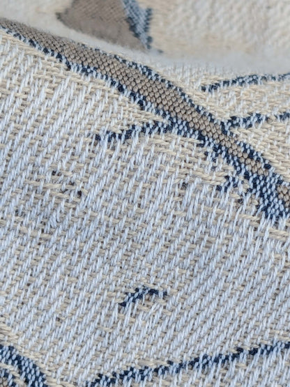 6 EV50 25" x 26" Scalamandre Square Flore Batik Poly Flax Brown Cream Floral White Magnolia Cotton Damask MSRP 472/y