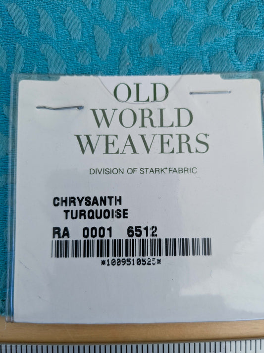 10 EV50 26" x 26" Scalamandre Old World Weavers Chrysanth Turquoise Blue Plains Texture Floral Small Jacquard