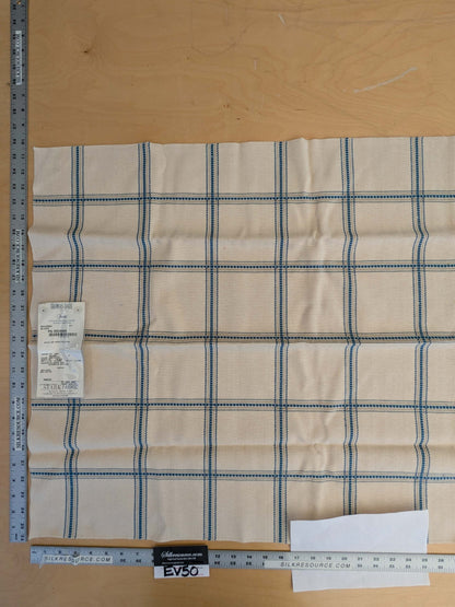 12 EV50 25" x 27" Scalamandre Square Fonthill Rhumba Blues White Heavy Wool Cotton Plaid MSRP USD 264/Y
