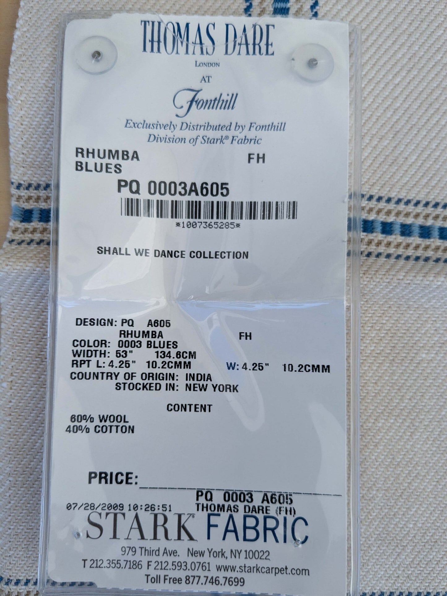 12 EV50 25" x 27" Scalamandre Square Fonthill Rhumba Blues White Heavy Wool Cotton Plaid MSRP USD 264/Y