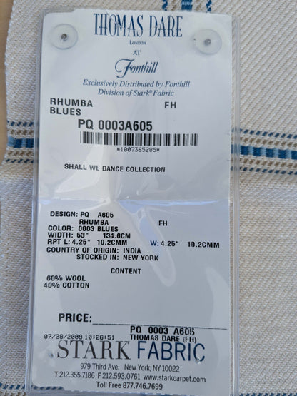 12 EV50 25" x 27" Scalamandre Square Fonthill Rhumba Blues White Heavy Wool Cotton Plaid MSRP USD 264/Y