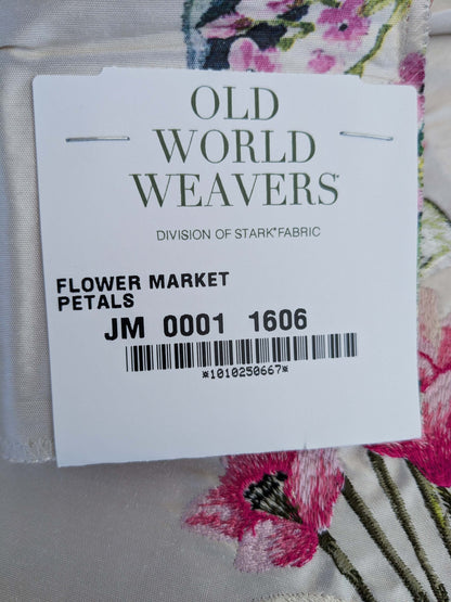 15 EV50 35" x 27" Scalamandre Square Silk Flower Market Petals Floral Print Embroidery Pink Red Purple Green MSRP USD 512/y