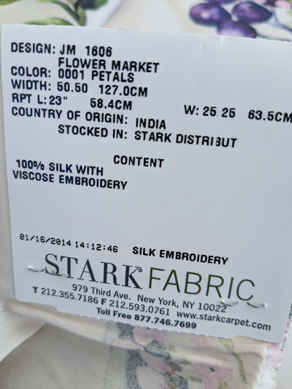 15 EV50 35" x 27" Scalamandre Square Silk Flower Market Petals Floral Print Embroidery Pink Red Purple Green MSRP USD 512/y