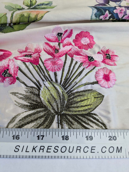 15 EV50 35" x 27" Scalamandre Square Silk Flower Market Petals Floral Print Embroidery Pink Red Purple Green MSRP USD 512/y