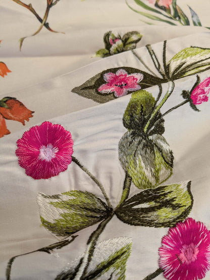 15 EV50 35" x 27" Scalamandre Square Silk Flower Market Petals Floral Print Embroidery Pink Red Purple Green MSRP USD 512/y