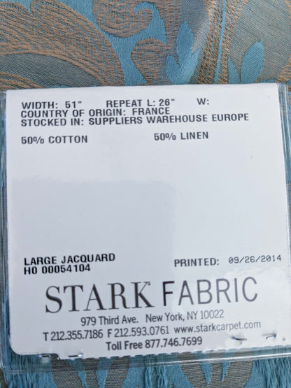 16 EV50 25" x 25" Scalamandre Lelievre Coppelia Capri Blue Brown Large Jacquard