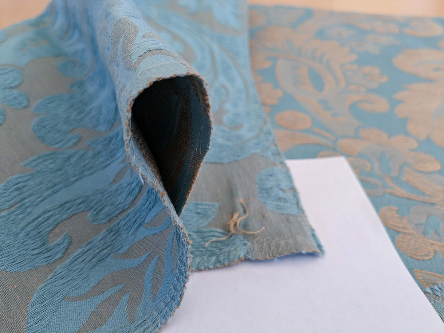 16 EV50 25" x 25" Scalamandre Lelievre Coppelia Capri Blue Brown Large Jacquard