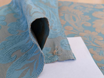 16 EV50 25" x 25" Scalamandre Lelievre Coppelia Capri Blue Brown Large Jacquard