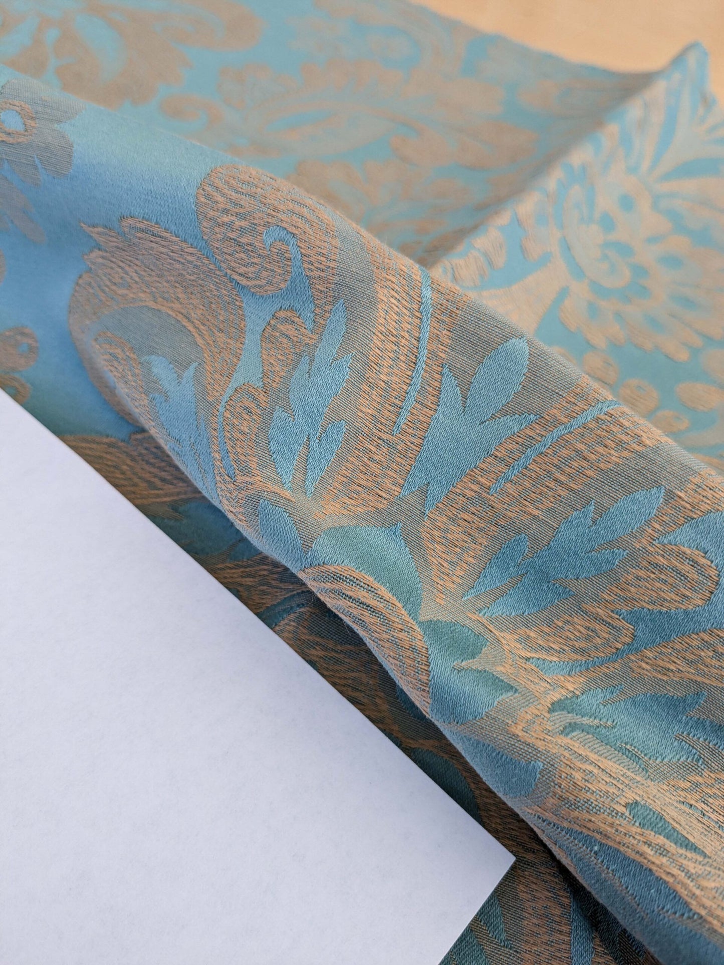 16 EV50 25" x 25" Scalamandre Lelievre Coppelia Capri Blue Brown Large Jacquard