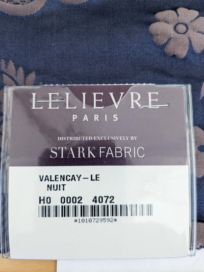 17 EV50 23" x 26"Scalamandre Lelievre Paris Valencay – Le Nuit Silk Damask Blue Floral