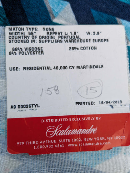 21 EV50 28" x 28" Scalamandre Various ALDECO Stylish Velvet Emerald Reflections Blue Geometric MSRP USD400+