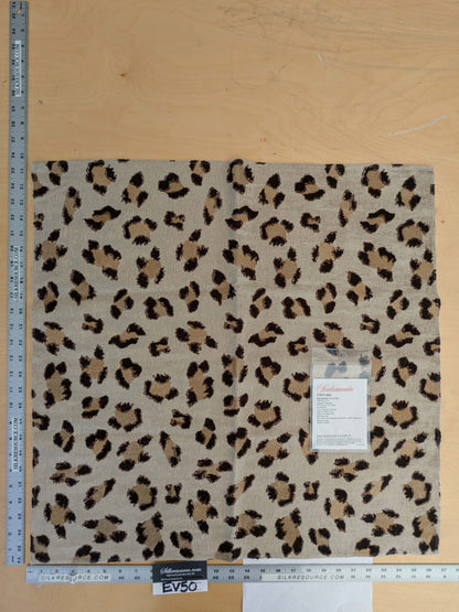 22 EV50 25" x 27" Scalamandre Broiderie Leopard Chocolate on Sand Jacquard Embroidery Brown Beige Animal Skin MSRP USD510/y