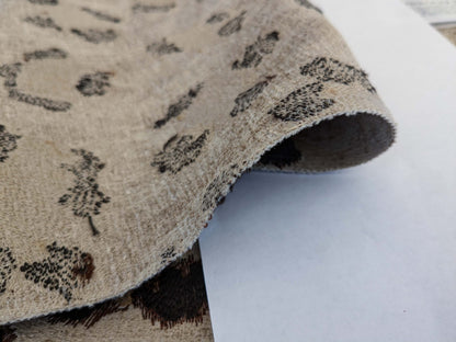 22 EV50 25" x 27" Scalamandre Broiderie Leopard Chocolate on Sand Jacquard Embroidery Brown Beige Animal Skin MSRP USD510/y