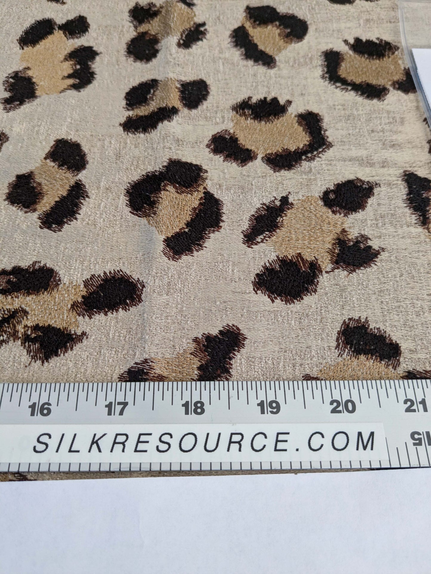 22 EV50 25" x 27" Scalamandre Broiderie Leopard Chocolate on Sand Jacquard Embroidery Brown Beige Animal Skin MSRP USD510/y
