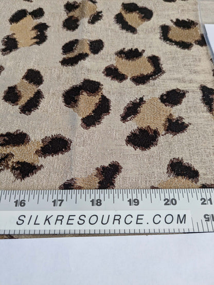 22 EV50 25" x 27" Scalamandre Broiderie Leopard Chocolate on Sand Jacquard Embroidery Brown Beige Animal Skin MSRP USD510/y