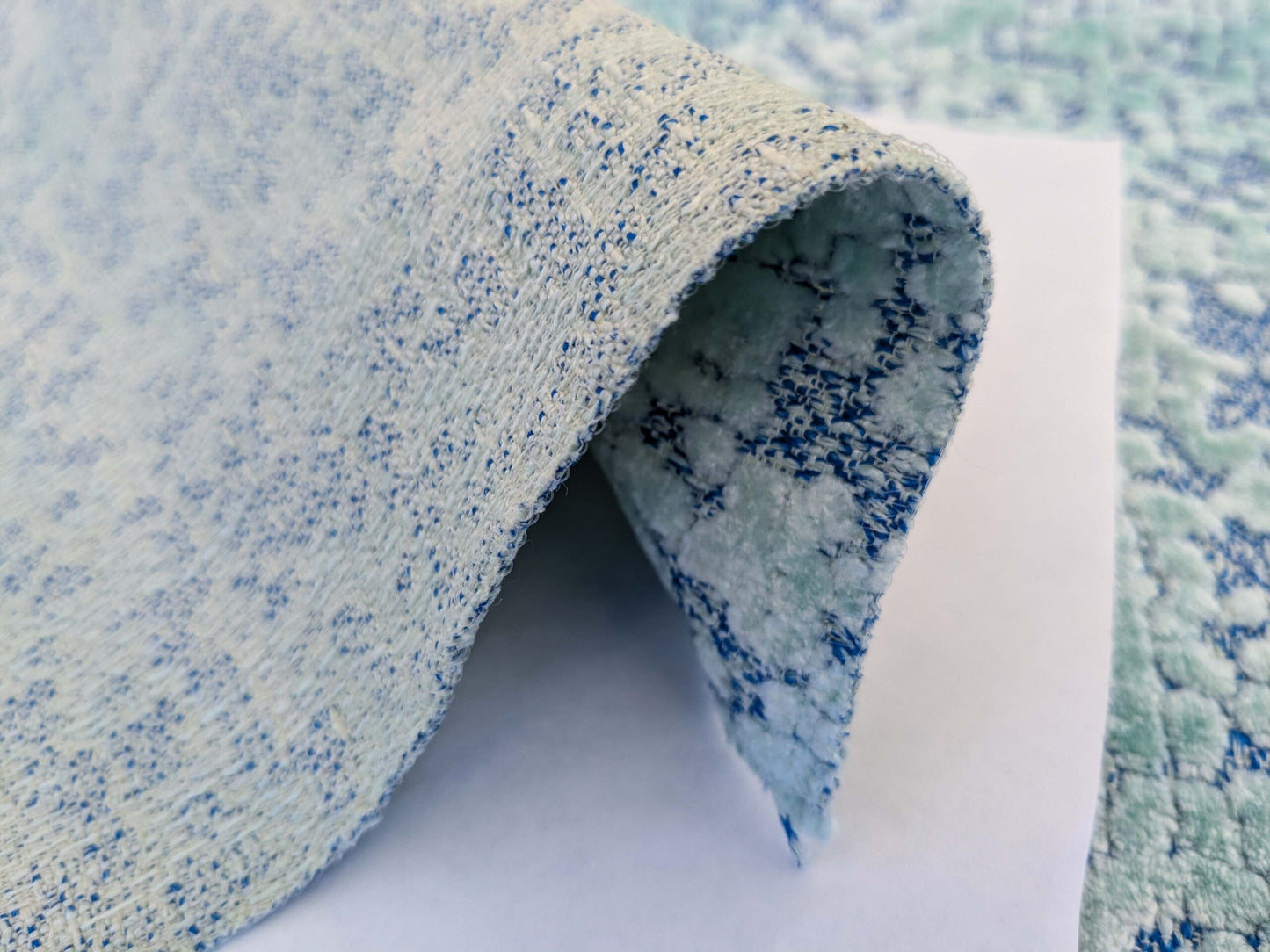 26 EV50 27" x 27" Scalamandre Aldeco Paradise Velvet Paradise Blue Cut Velvet Cotton Abstract MSRP USD558/y