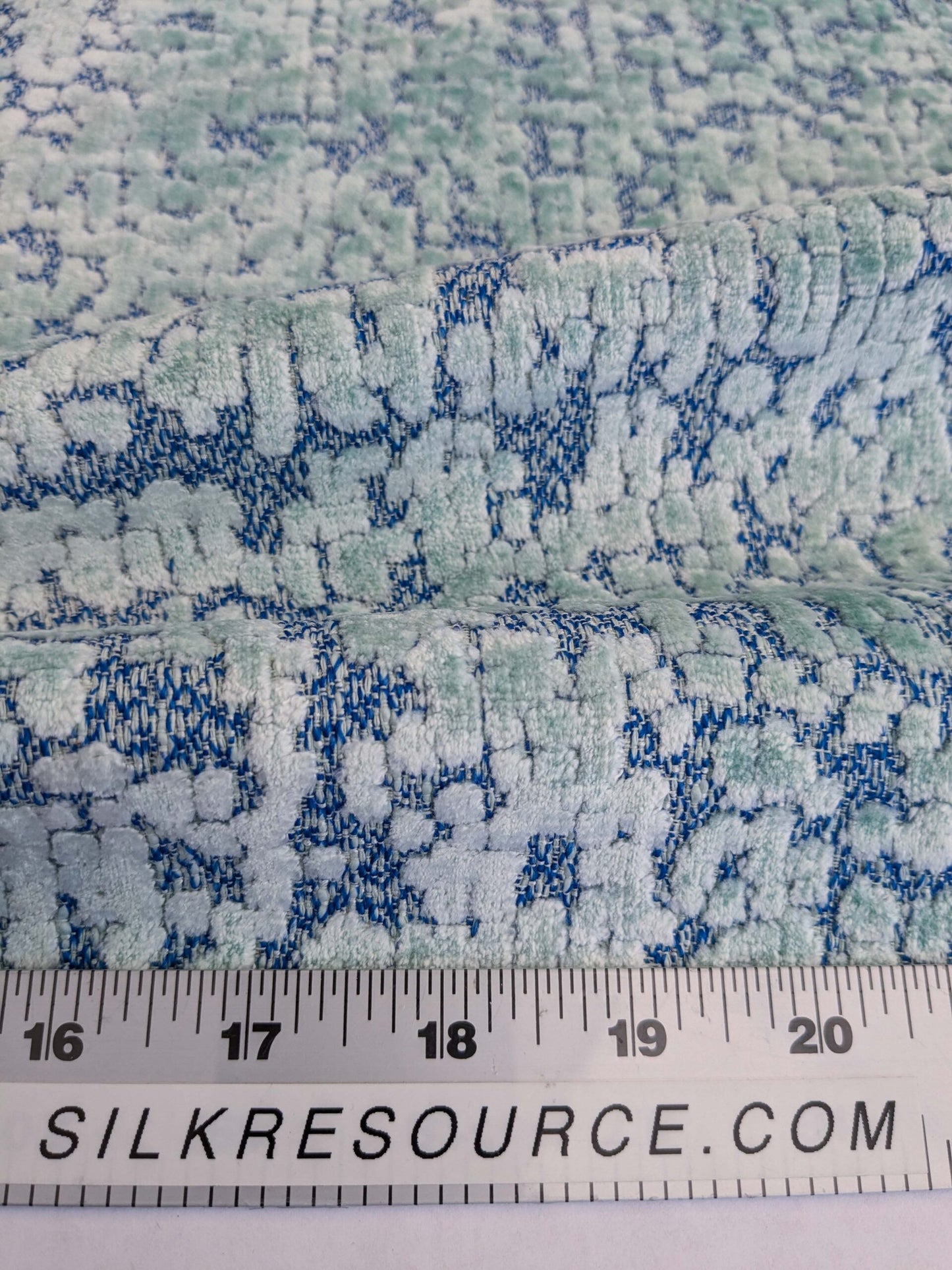 26 EV50 27" x 27" Scalamandre Aldeco Paradise Velvet Paradise Blue Cut Velvet Cotton Abstract MSRP USD558/y