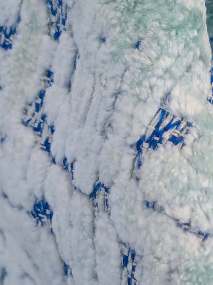 26 EV50 27" x 27" Scalamandre Aldeco Paradise Velvet Paradise Blue Cut Velvet Cotton Abstract MSRP USD558/y