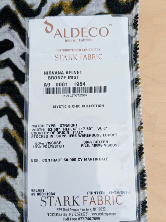 28 EV50 27" x 27" Scalamandre Aldeco Nirvana Velvet Bronze Mist Black Brown White Abstract
