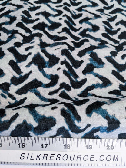 30 EV50 25" x 27" Scalamandre Aldeco Nirvana Velvet Deep Sea Black Blue White Abstract