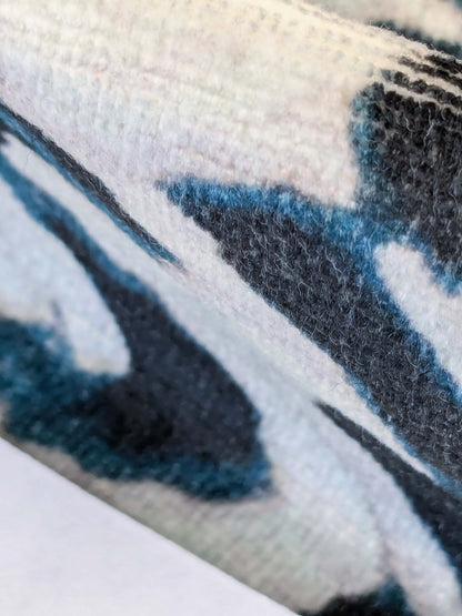 30 EV50 25" x 27" Scalamandre Aldeco Nirvana Velvet Deep Sea Black Blue White Abstract