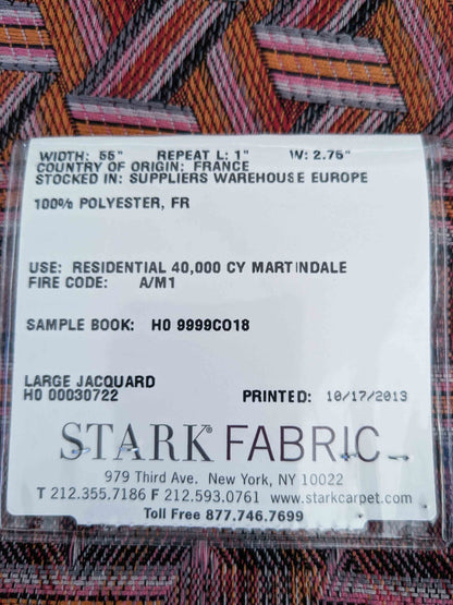 31 EV50 26" x 27" Scalamandre Lelievre Paris Tribu Cuivre Large Jacquard Orange Polyester Geometric Graphic MSRP USD576/y