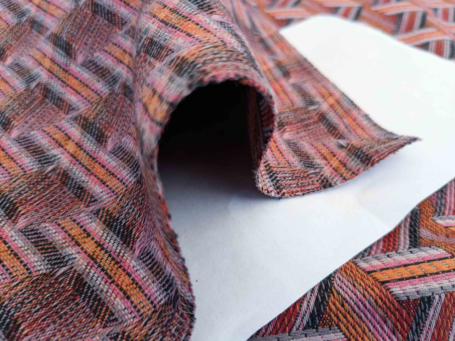 31 EV50 26" x 27" Scalamandre Lelievre Paris Tribu Cuivre Large Jacquard Orange Polyester Geometric Graphic MSRP USD576/y