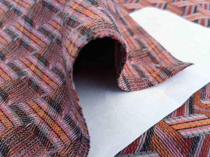 31 EV50 26" x 27" Scalamandre Lelievre Paris Tribu Cuivre Large Jacquard Orange Polyester Geometric Graphic MSRP USD576/y