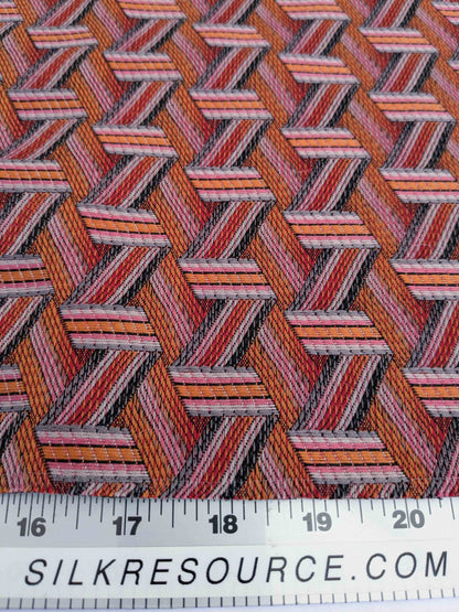 31 EV50 26" x 27" Scalamandre Lelievre Paris Tribu Cuivre Large Jacquard Orange Polyester Geometric Graphic MSRP USD576/y