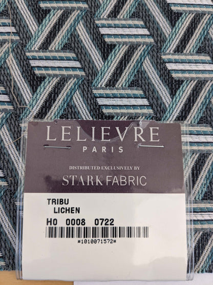 32 EV50 26" x 27" Scalamandre Lelievre Paris Tribu Lichen Large Jacquard Black Gray Polyester Geometric Graphic MSRP USD576/y