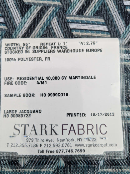 32 EV50 26" x 27" Scalamandre Lelievre Paris Tribu Lichen Large Jacquard Black Gray Polyester Geometric Graphic MSRP USD576/y