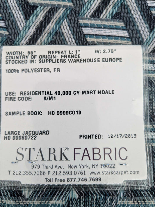 32 EV50 26" x 27" Scalamandre Lelievre Paris Tribu Lichen Large Jacquard Black Gray Polyester Geometric Graphic MSRP USD576/y